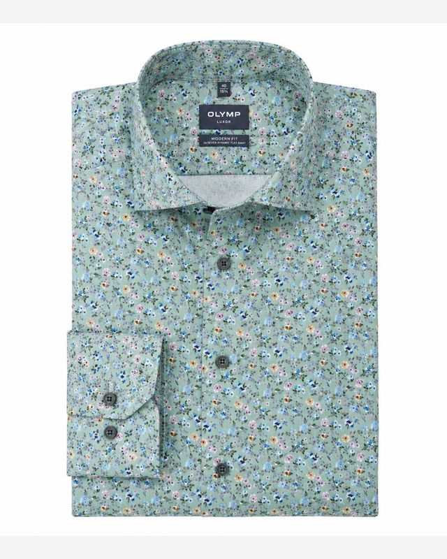 OLYMP Luxor Modern Fit overhemd met bloemenprint Van den Broek Herenmode Haarlem