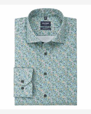 OLYMP Luxor Modern Fit overhemd met bloemenprint Van den Broek Herenmode Haarlem