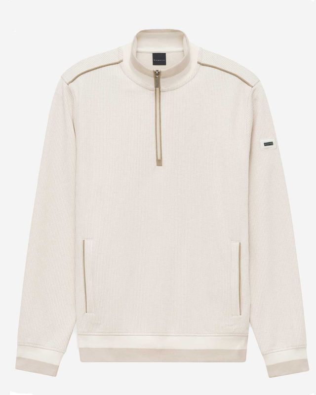 Bugatti sweater halve rits structuur off white 8550-15140E-20 katoen polyester heren Haarlem