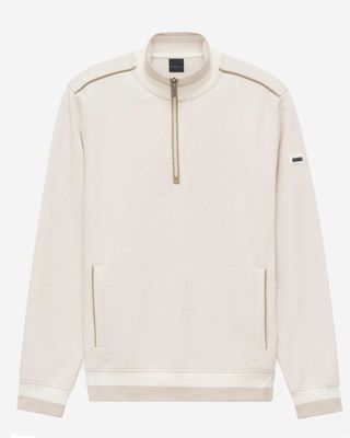 Bugatti Pullover zip Off White 8550-15140E Bugatti sweater halve rits structuur off white 8550-15140E-20 katoen polyester heren Haarlem