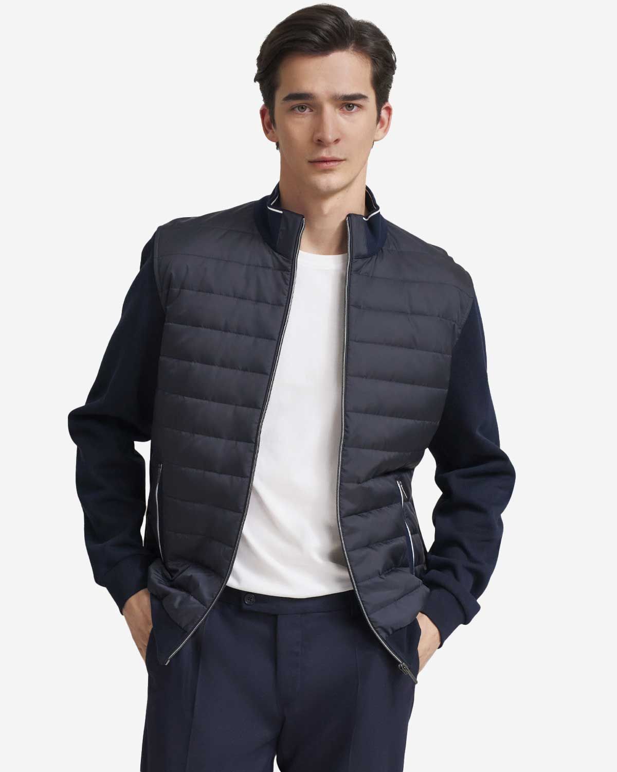 Bugatti jack donkerblauw gedragen model casual outfit 8750-95121-390 heren