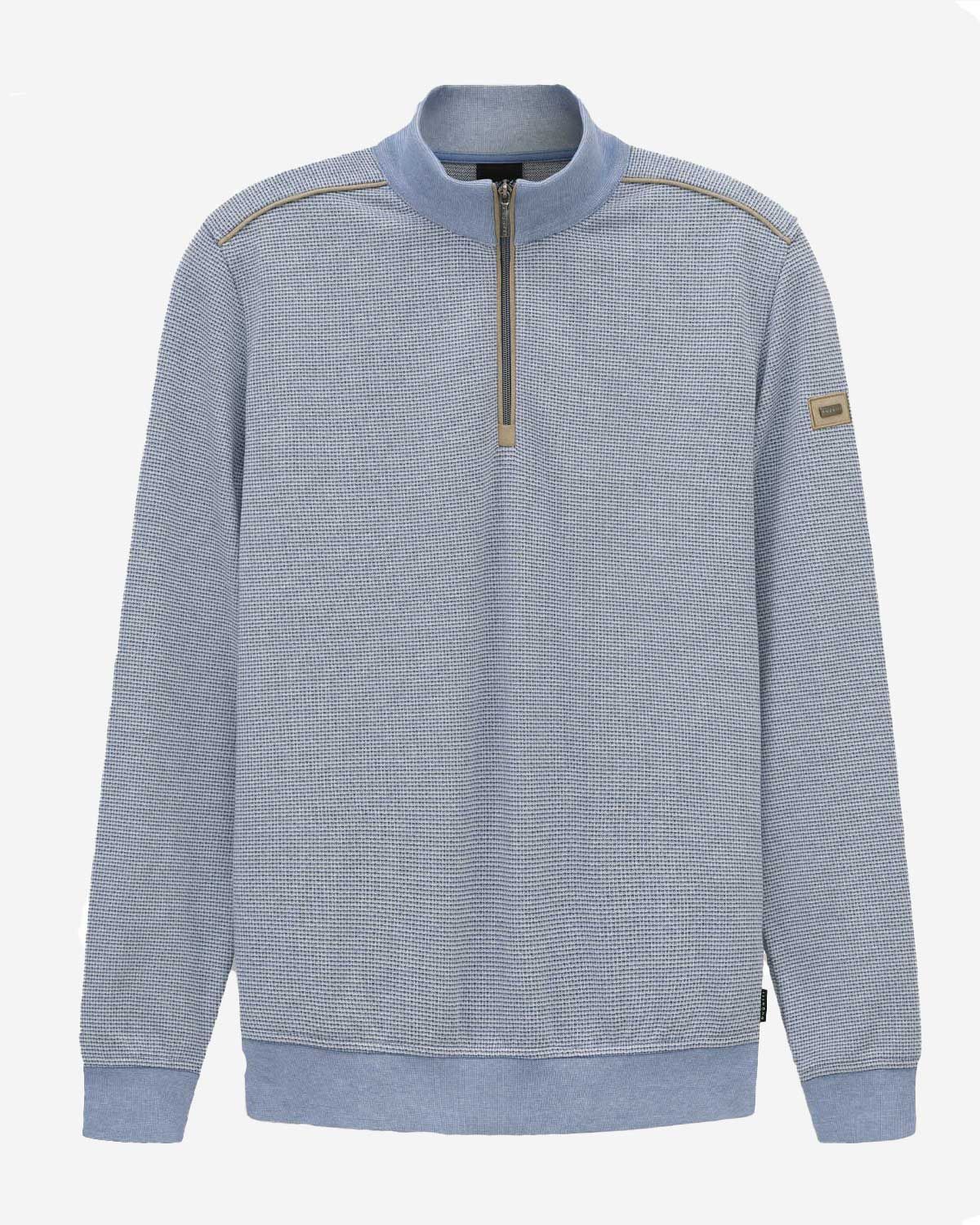 Bugatti sweater half-zip structuur jacquard blue 8550-15141E-320 katoen heren Haarlem
