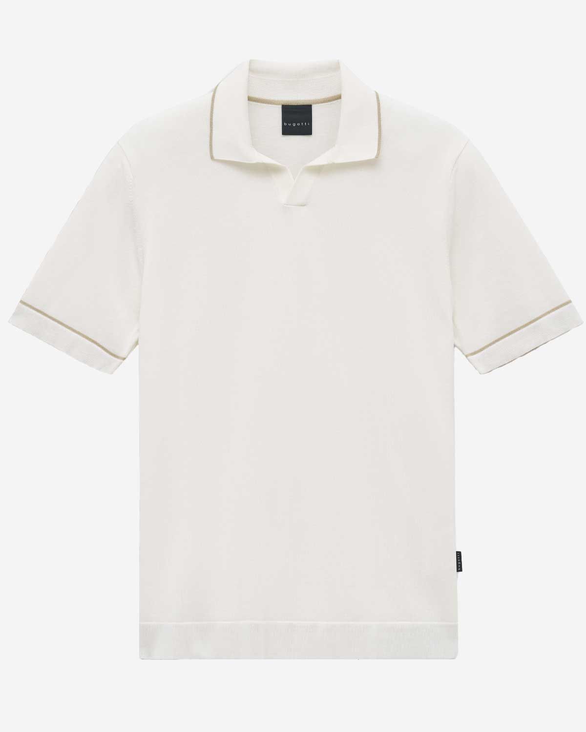 Bugatti knit polo korte mouw open kraag contrast biezen off-white 7100-15517E-20 katoen heren Haarlem