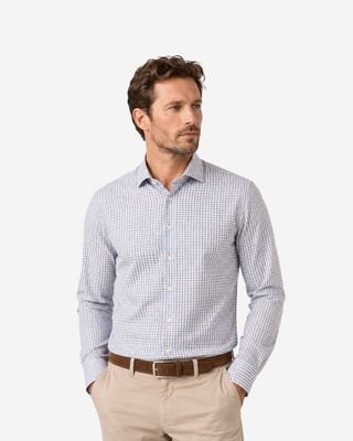 OLYMP Luxor 129214-27 nougat ruit overhemd bij Van den Broek Herenmode Haarlem