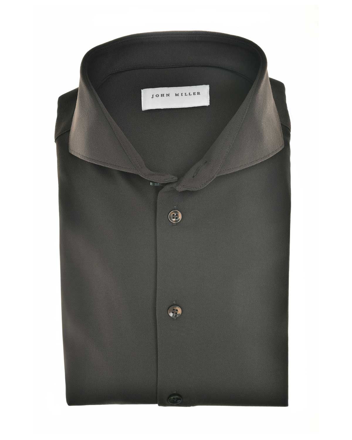 John Miller Dress Shirt Lange Mouw Donker Groen 5142675