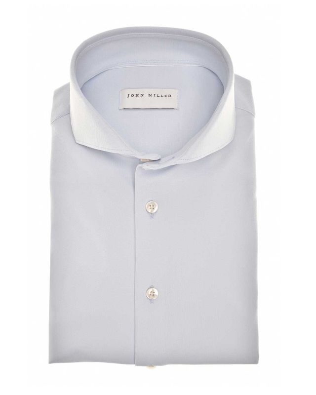 John Miller 5142675-110 lichtblauw Slim Fit overhemd met Cutaway kraag