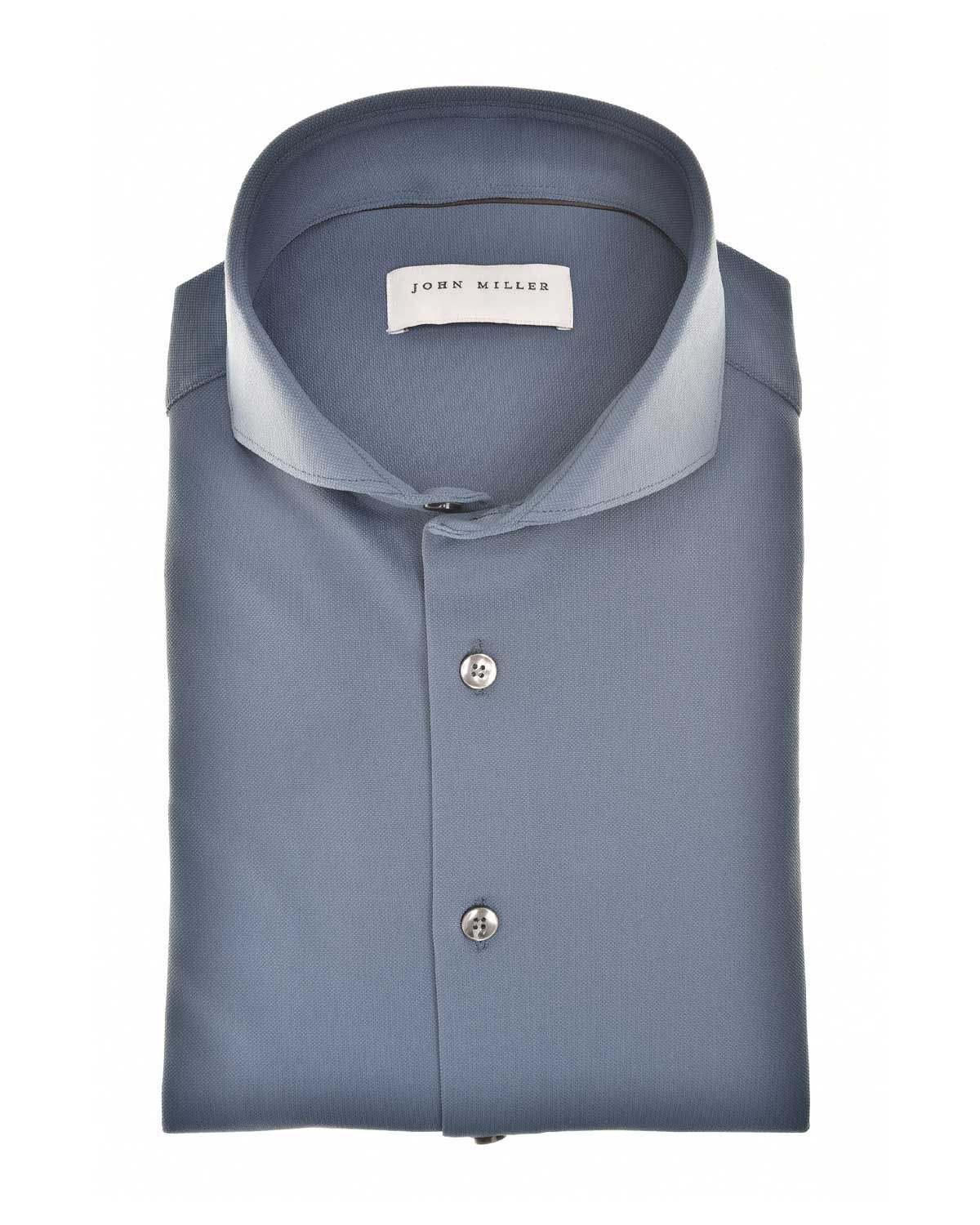 John Miller 5142675-161 middenblauw Slim Fit overhemd