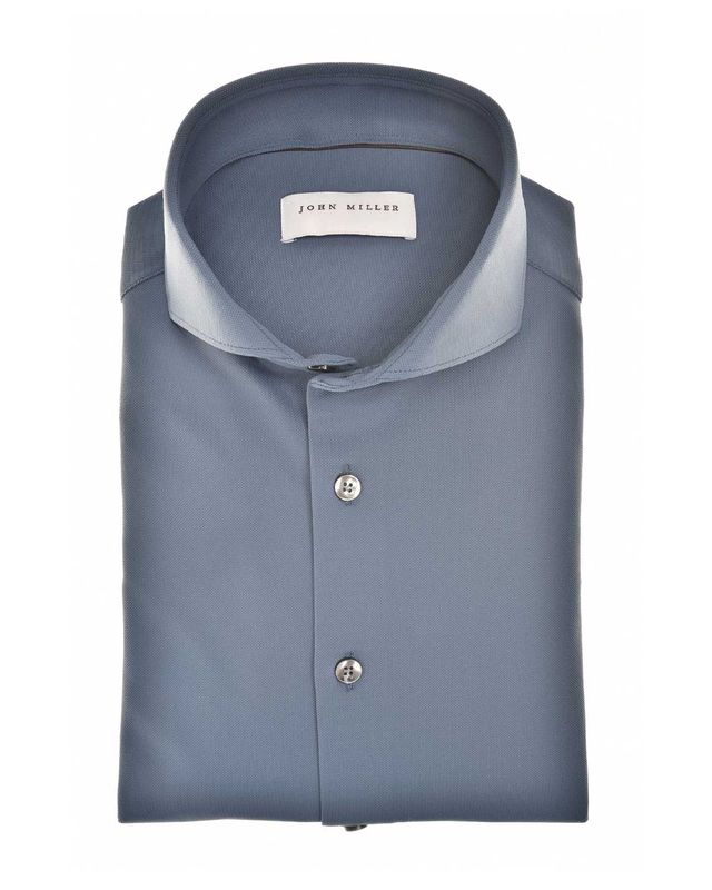 John Miller 5142675-161 middenblauw Slim Fit overhemd