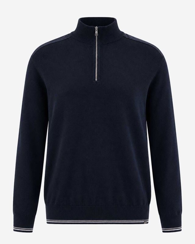 Paul &amp; Shark half zip sweater donkerblauw 26411641-013 van 100% katoen