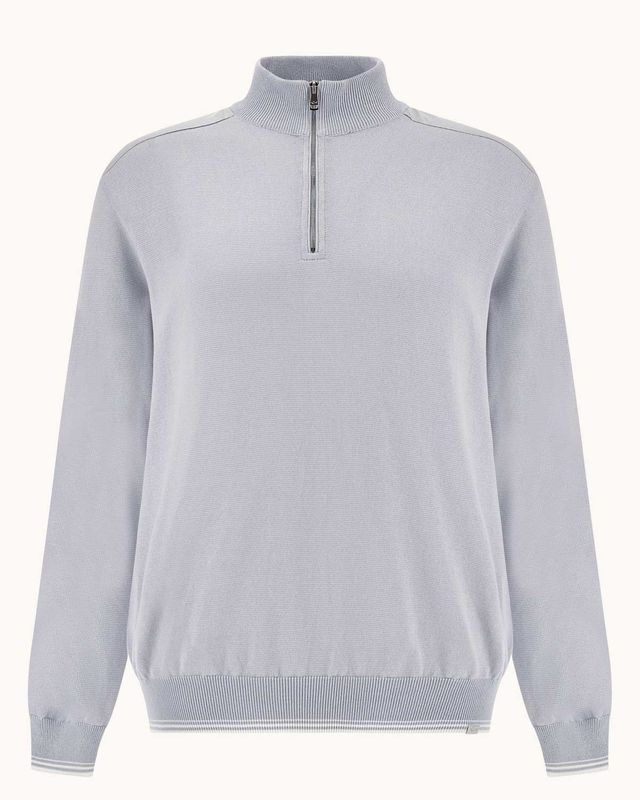 Paul &amp; Shark half zip sweater ijsblauw 26411641 van 100% katoen met luxe afwerking
