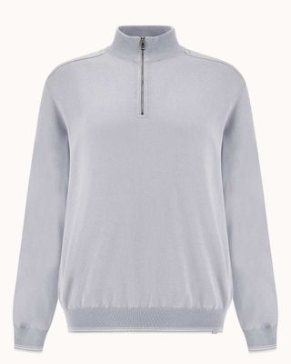 Paul &amp; Shark half zip sweater ijsblauw 26411641 van 100% katoen met luxe afwerking