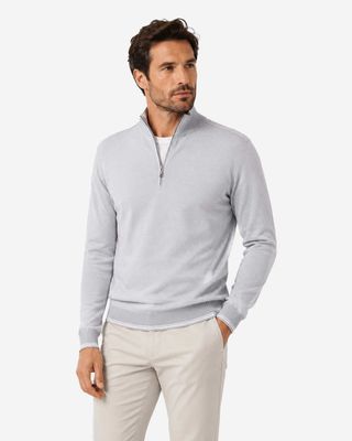 Paul &amp; Shark pullover 26411641 ijsblauw van feather-light katoen met half zip en regular fit