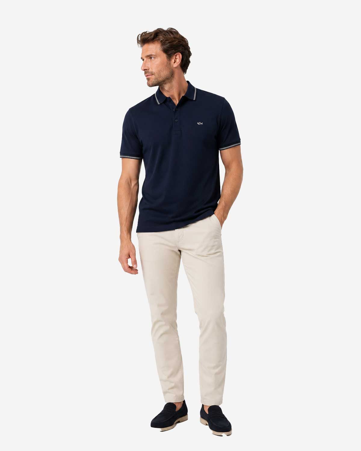 Paul &amp; Shark polo 26411218-013 donkerblauw van fijn katoen piqué met korte mouwen