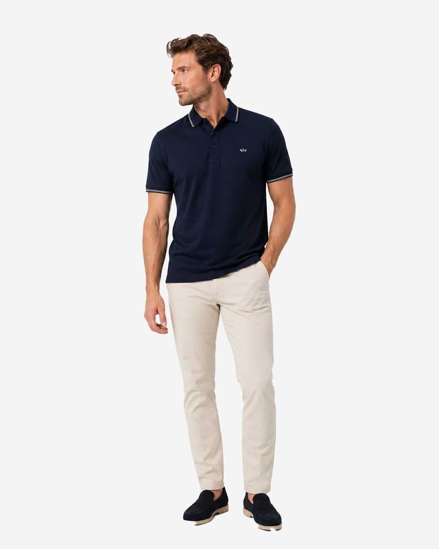 Paul &amp; Shark polo 26411218-013 donkerblauw van fijn katoen piqué met korte mouwen