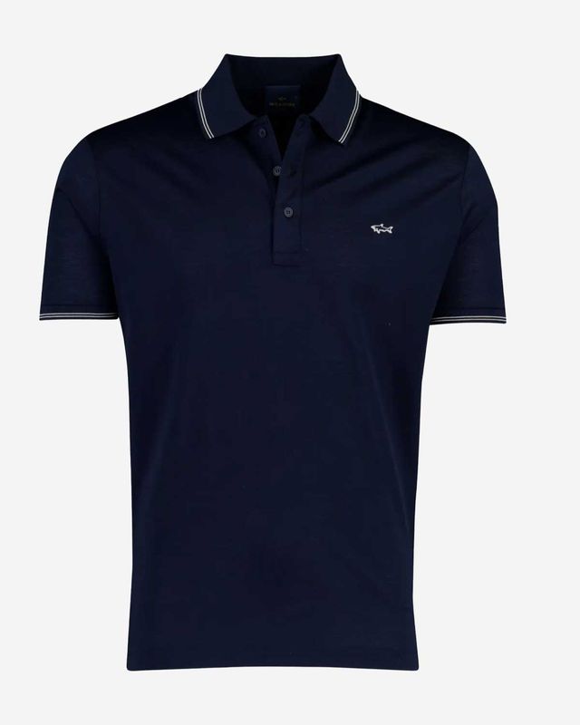 Paul &amp; Shark polo donkerblauw 26411218-013 van 100% katoen met subtiel Shark-logo