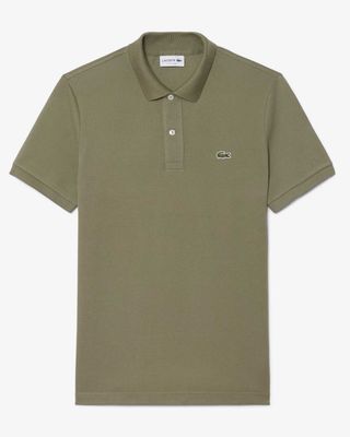 Donkergroene Lacoste herenpolo PH4012-BMY met slim fit pasvorm en krokodillenlogo