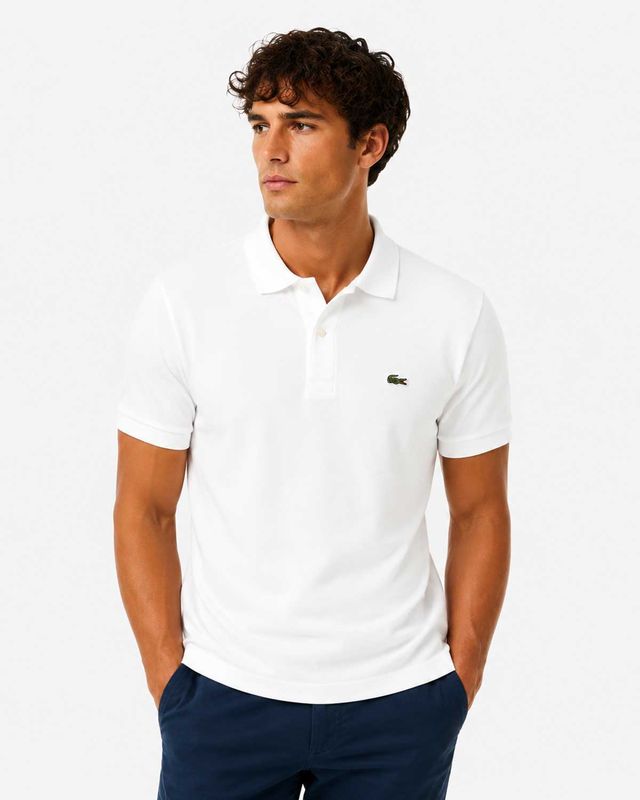 Lacoste polo PH9851-001 wit classic fit heren gedragen door model