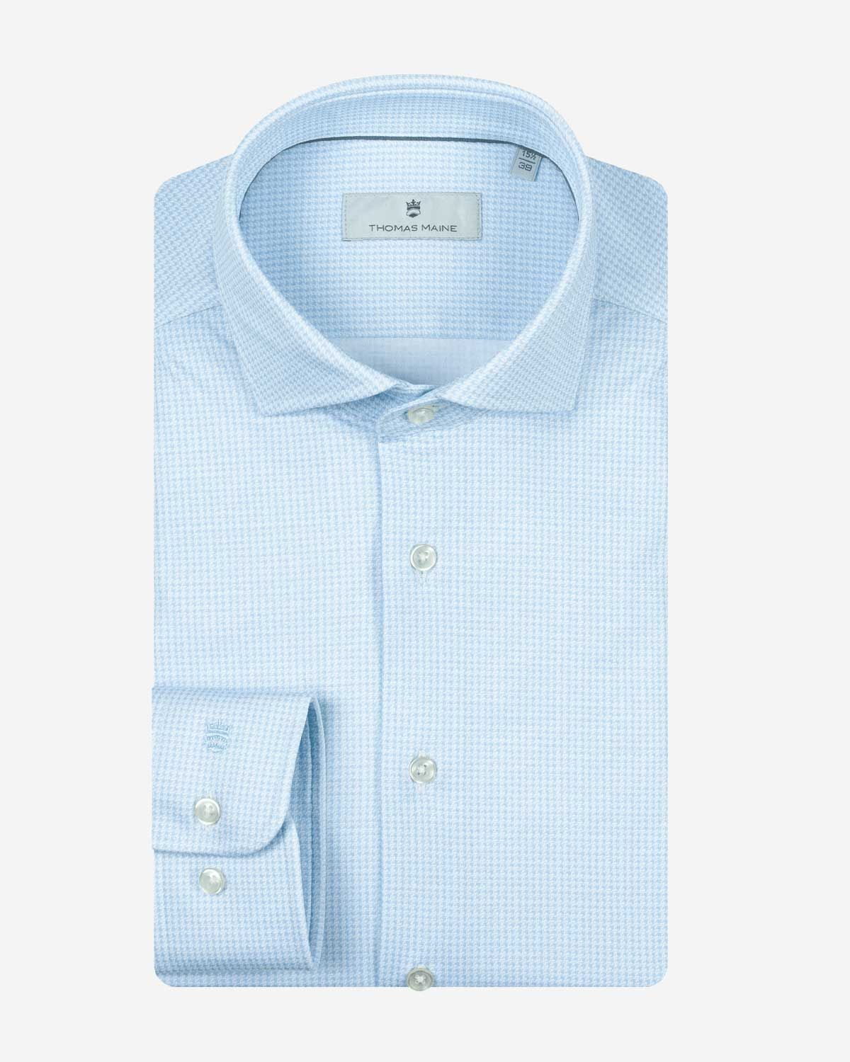 Thomas Maine Roma shirt 617779-61 lichtblauw jersey overhemd bij Van den Broek Herenmode Haarlem