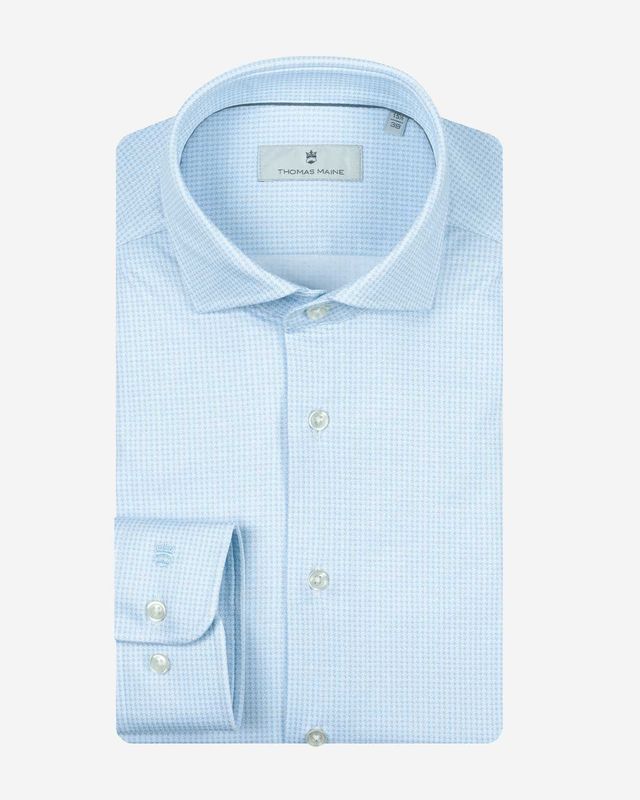 Thomas Maine Roma shirt 617779-61 lichtblauw jersey overhemd bij Van den Broek Herenmode Haarlem