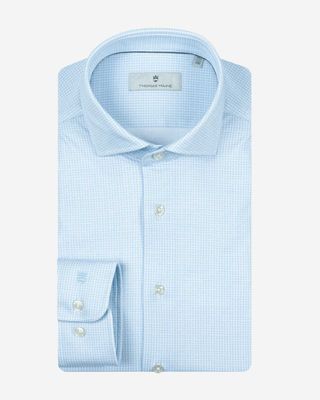 Thomas Maine Roma shirt 617779-61 lichtblauw jersey overhemd bij Van den Broek Herenmode Haarlem