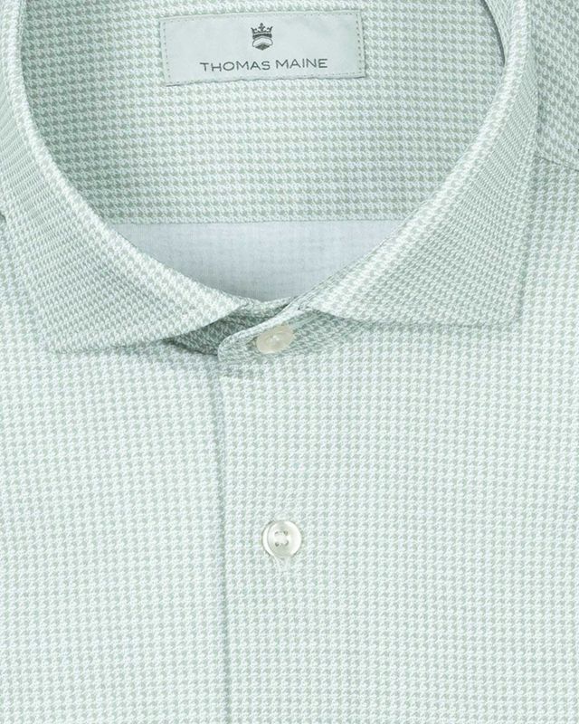 Detail van Thomas Maine Roma shirt 617779-72 jade green Liquid Touch katoen
