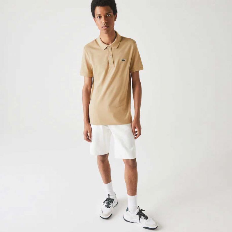 Lacoste PH4012-02S beige polo voor heren met slim fit pasvorm en korte mouwen