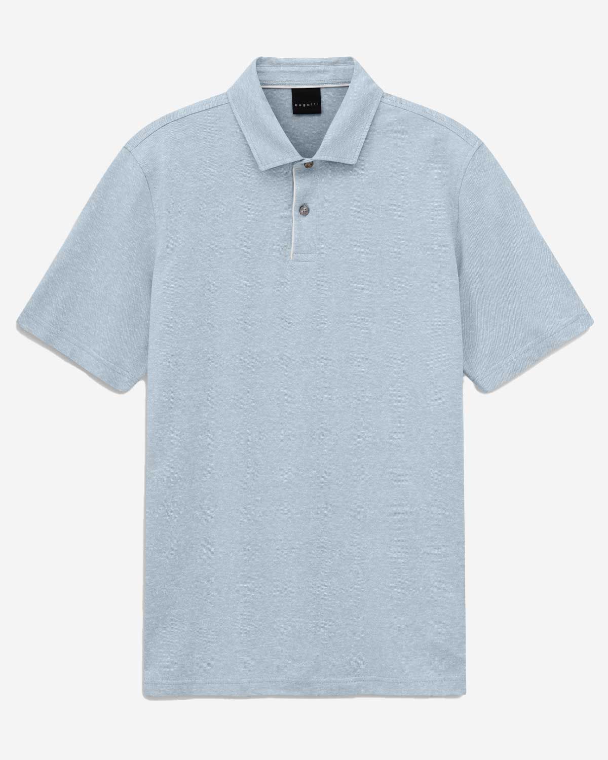 Bugatti polo korte mouw effen light blue melange 8150-15023E-320 katoen linnen heren Haarlem