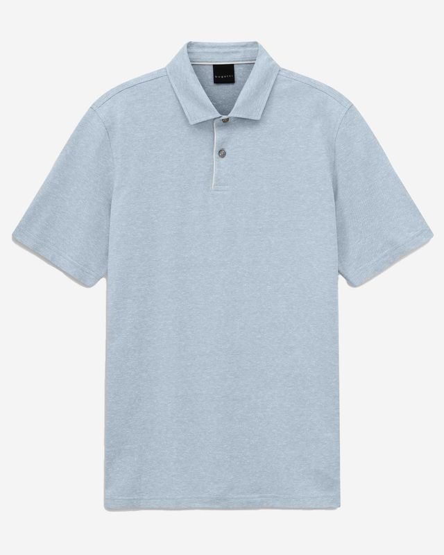 Bugatti polo korte mouw effen light blue melange 8150-15023E-320 katoen linnen heren Haarlem