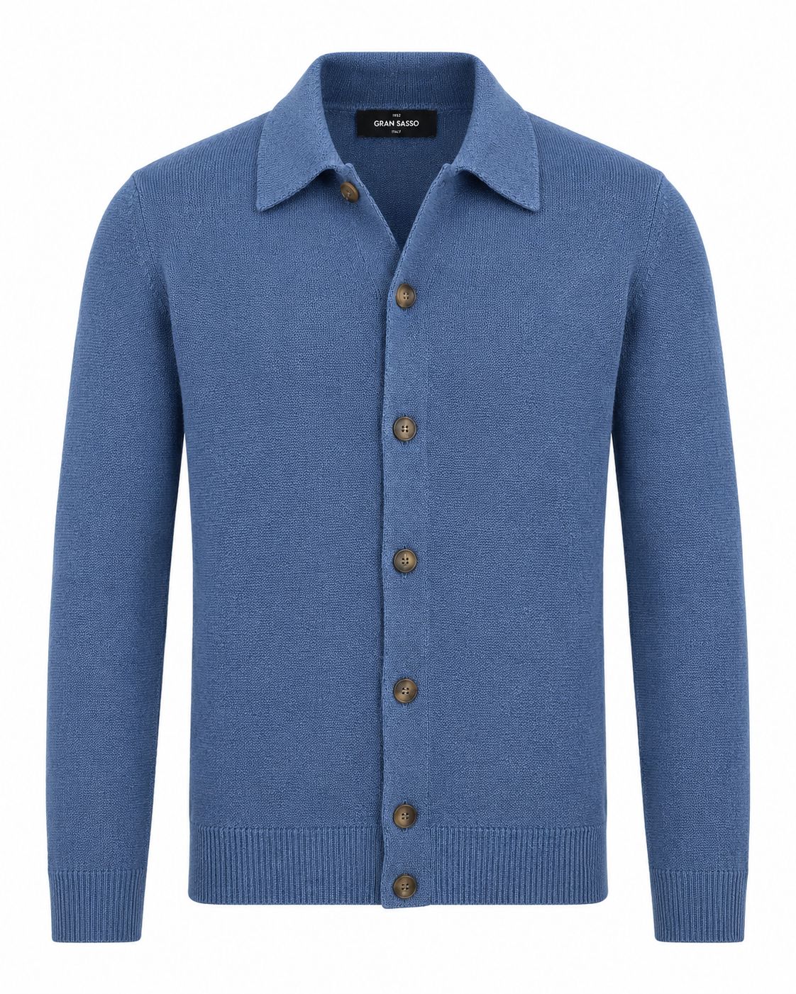 Gran Sasso gebreid vest in blauw, vooraanzicht