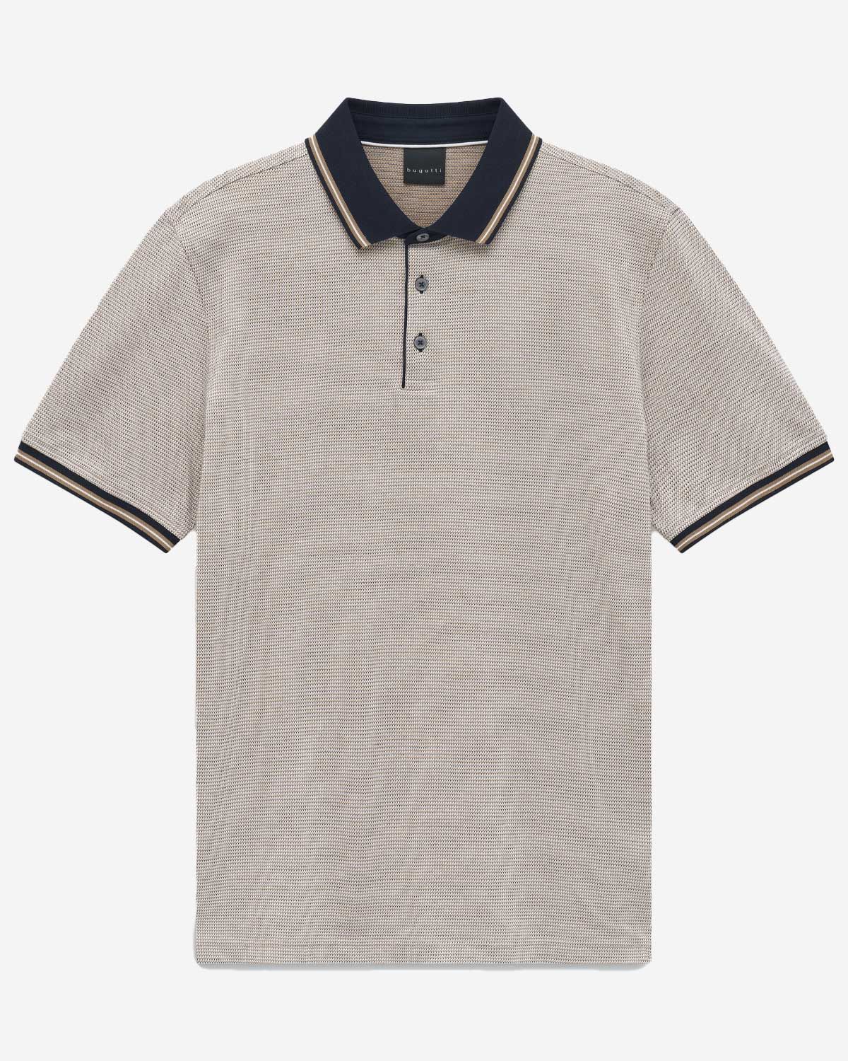 Bugatti polo korte mouw structuur piqué brown navy contrast 8150-15103E-40 katoen heren Haarlem