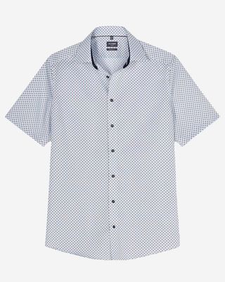 OLYMP Luxor overhemd wit patroon modern fit korte mouw heren