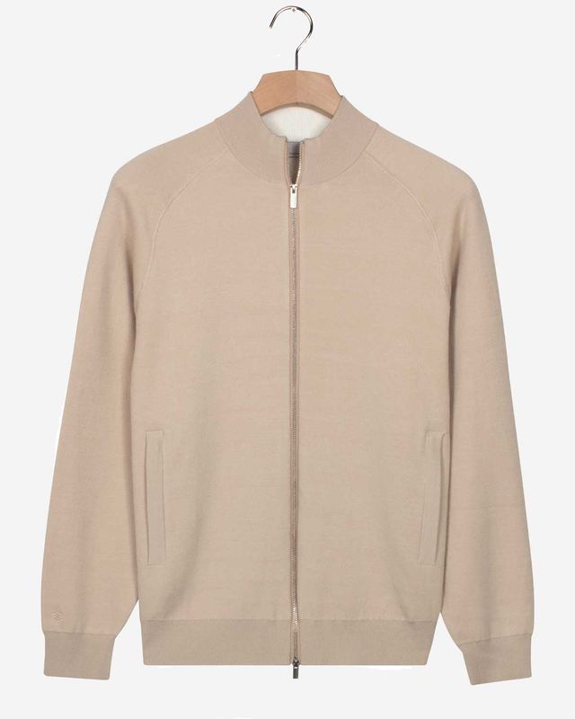 Thomas Maine vest beige zip cardigan casual fit viscose polyester heren
