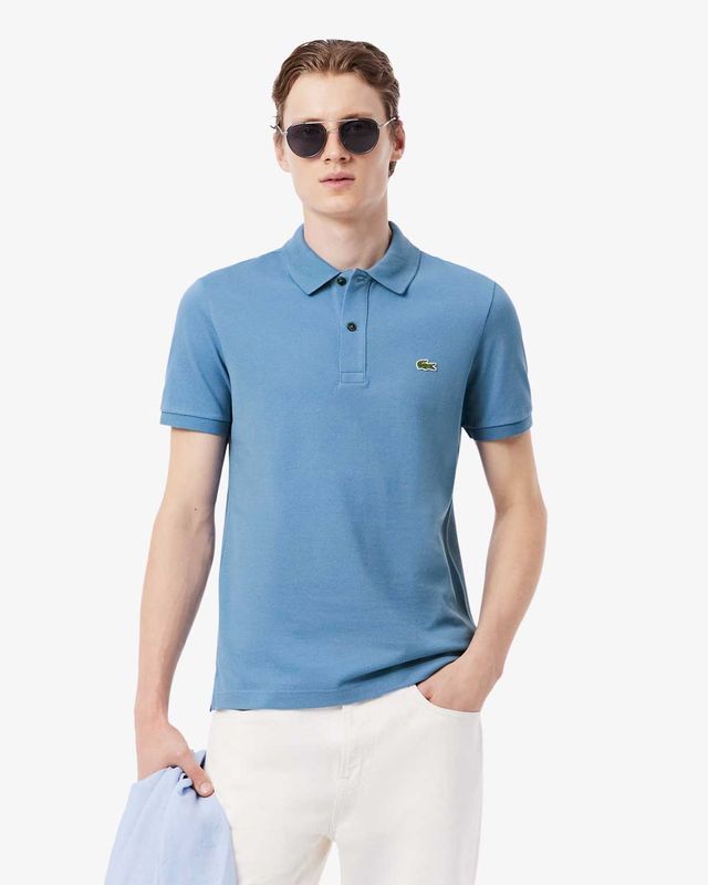 Lacoste PH4012-JBK slim fit polo lichtblauw van piqué katoen met krokodillenlogo