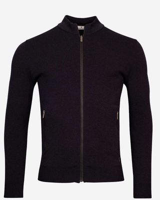 Thomas Maine vest donkerblauw zip cardigan casual fit viscose polyester heren