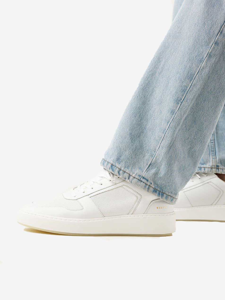 Nubikk Jiro Luca witte sneakers heren van leer met lichtgewicht zool