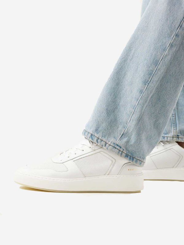 Nubikk Jiro Luca witte sneakers heren van leer met lichtgewicht zool