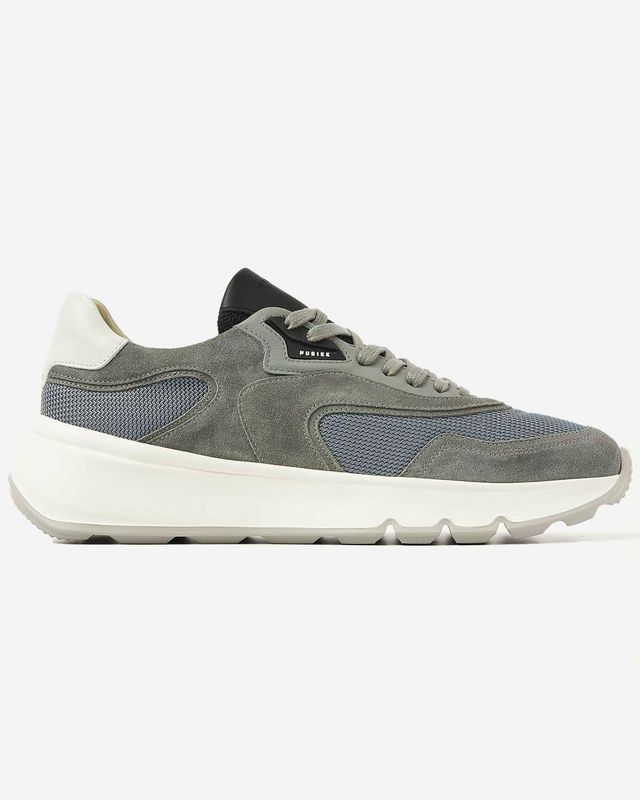 Nubikk Luca Noa grijze heren sneaker met suède en mesh details
