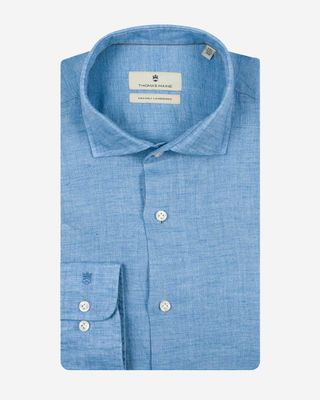 Thomas Maine Roma linnen overhemd blue 6147757-61 kent kraag delavé modern fit heren Haarlem