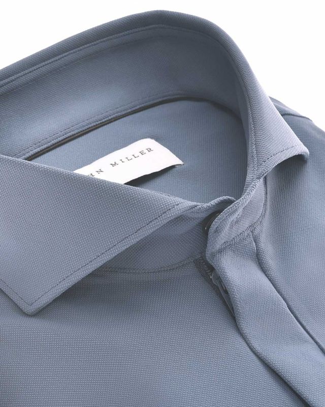 John Miller 5142677-161 middenblauwe polo met Cutaway kraag en ritssluiting
