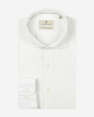 Thomas Maine Roma linnen overhemd wit 6147757-10 kent kraag delavé modern fit heren Haarlem