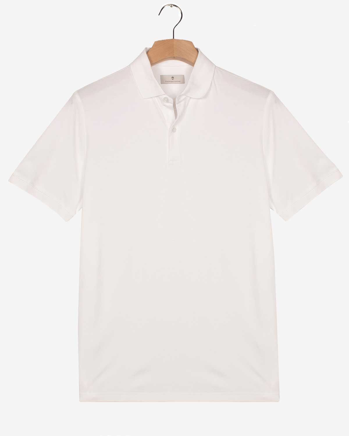 Thomas Maine polo wit NOS52TM078-10 liquid cotton korte mouw heren Haarlem