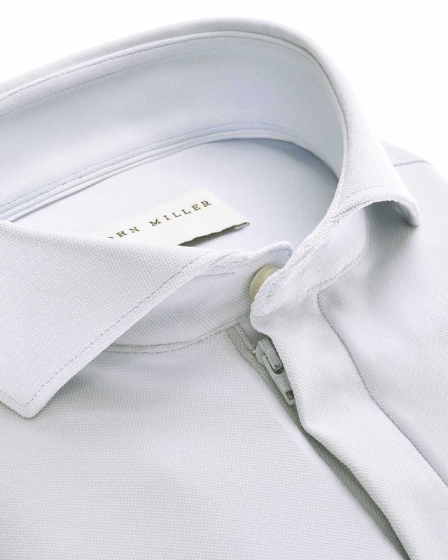 John Miller 5142677-110 lichtblauwe polo met Cutaway kraag en ritssluiting