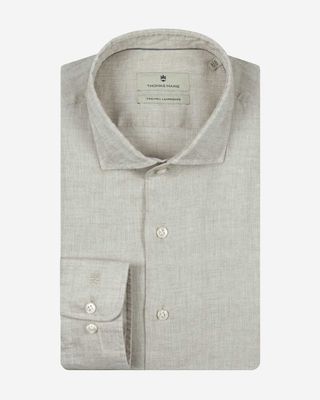 Thomas Maine Roma linnen overhemd light beige 6147757-81 kent kraag delavé modern fit heren Haarlem