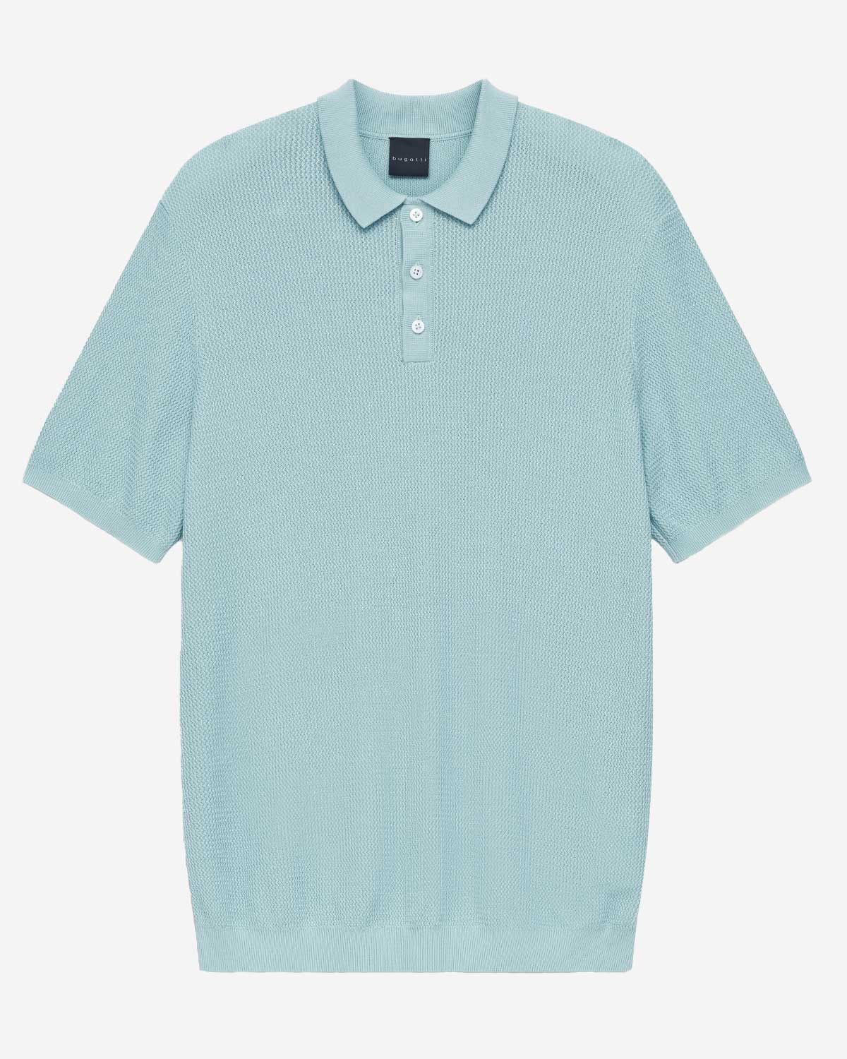 
Bugatti knit polo korte mouw structuur piqué turquoise 7100-15521E-420 katoen viscose heren Haarlem