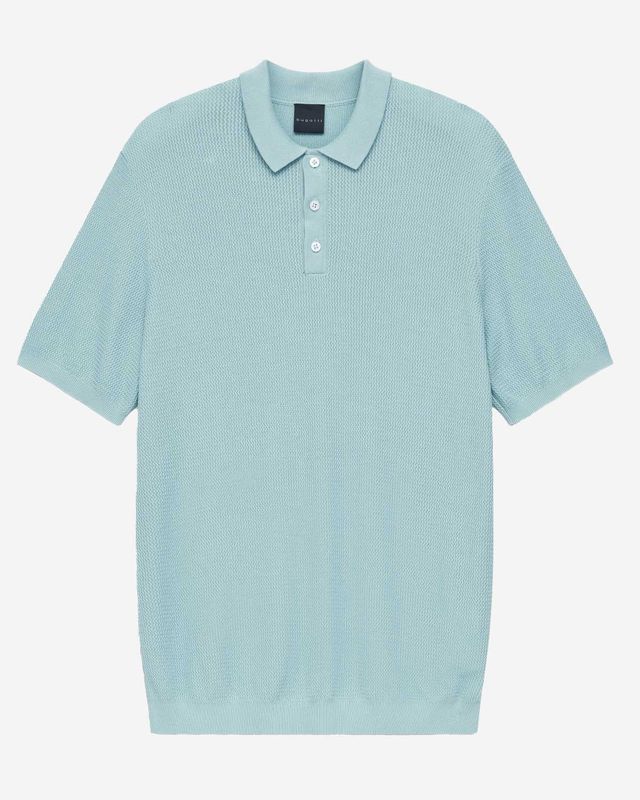 
Bugatti knit polo korte mouw structuur piqué turquoise 7100-15521E-420 katoen viscose heren Haarlem