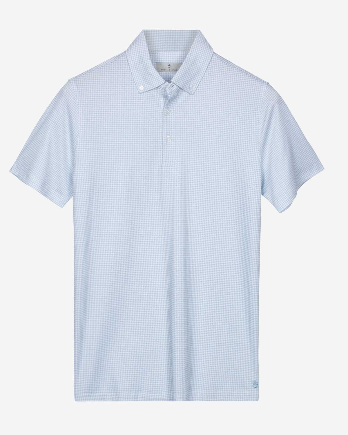 Thomas Maine polo korte mouw light blue 61522TM078-61 fijne print katoen heren Haarlem 