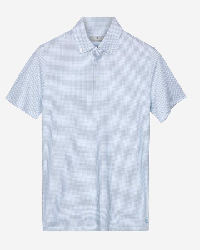 Thomas Maine polo korte mouw light blue 61522TM078-61 fijne print katoen heren Haarlem 
