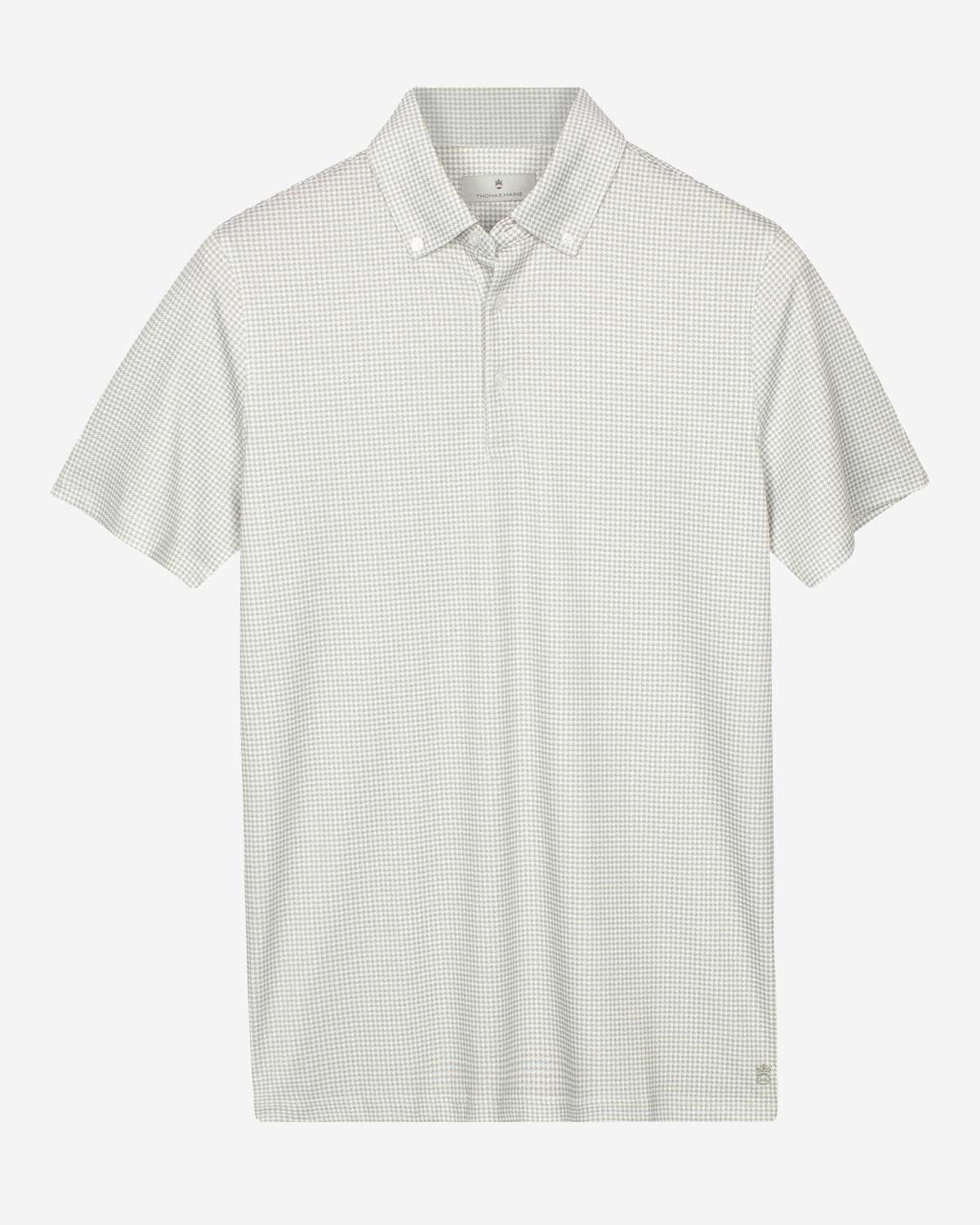 Thomas Maine polo jade green met verfijnde print voor heren voorkant