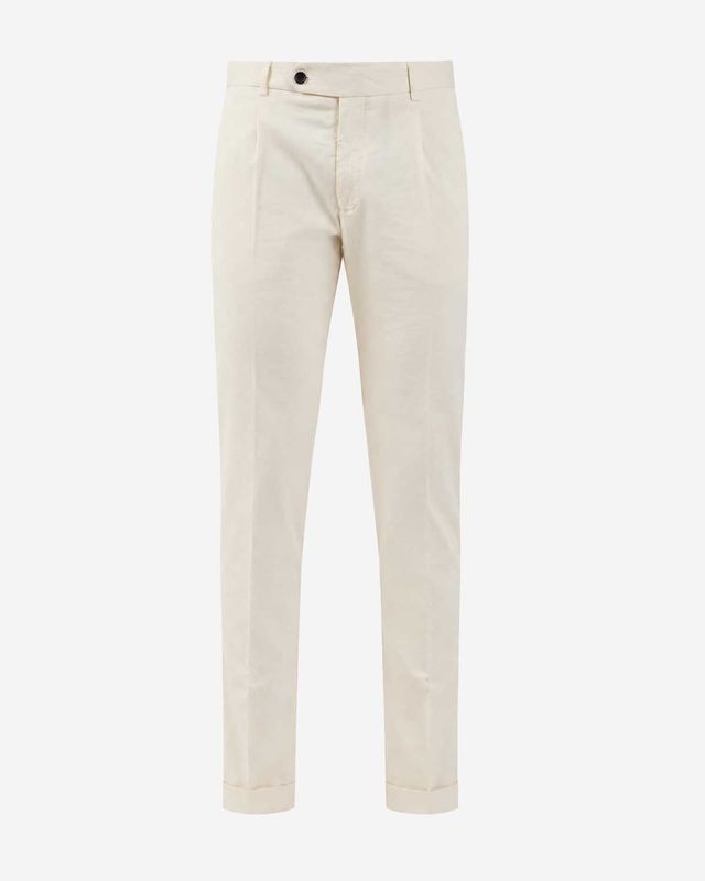 Offwhite Berwich Xretrolong-GD bandplooibroek van linnen en lyocell met retro uitstraling