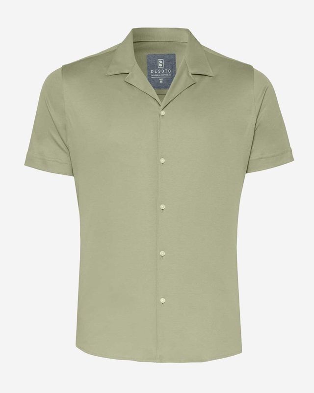 Desoto jersey overhemd korte mouw olive green plat gefotografeerd
--- KNIP ---